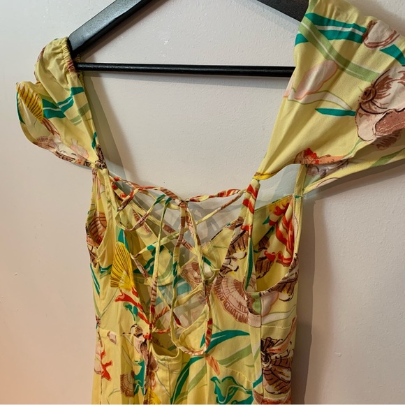 Urban Outfitters Yellow Seashell Strappy Back Midi Dress - Picture 5 of 10